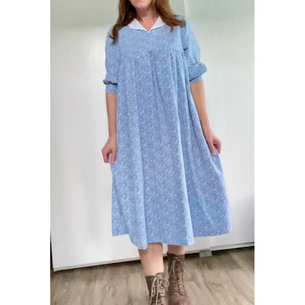 Vintage Designer Collared Calico Dress, XL, Anthony Richard